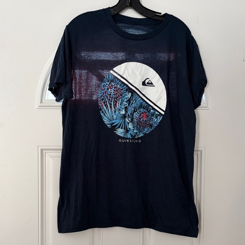 Quiksilver Dark Blue Floral Graphic Tee